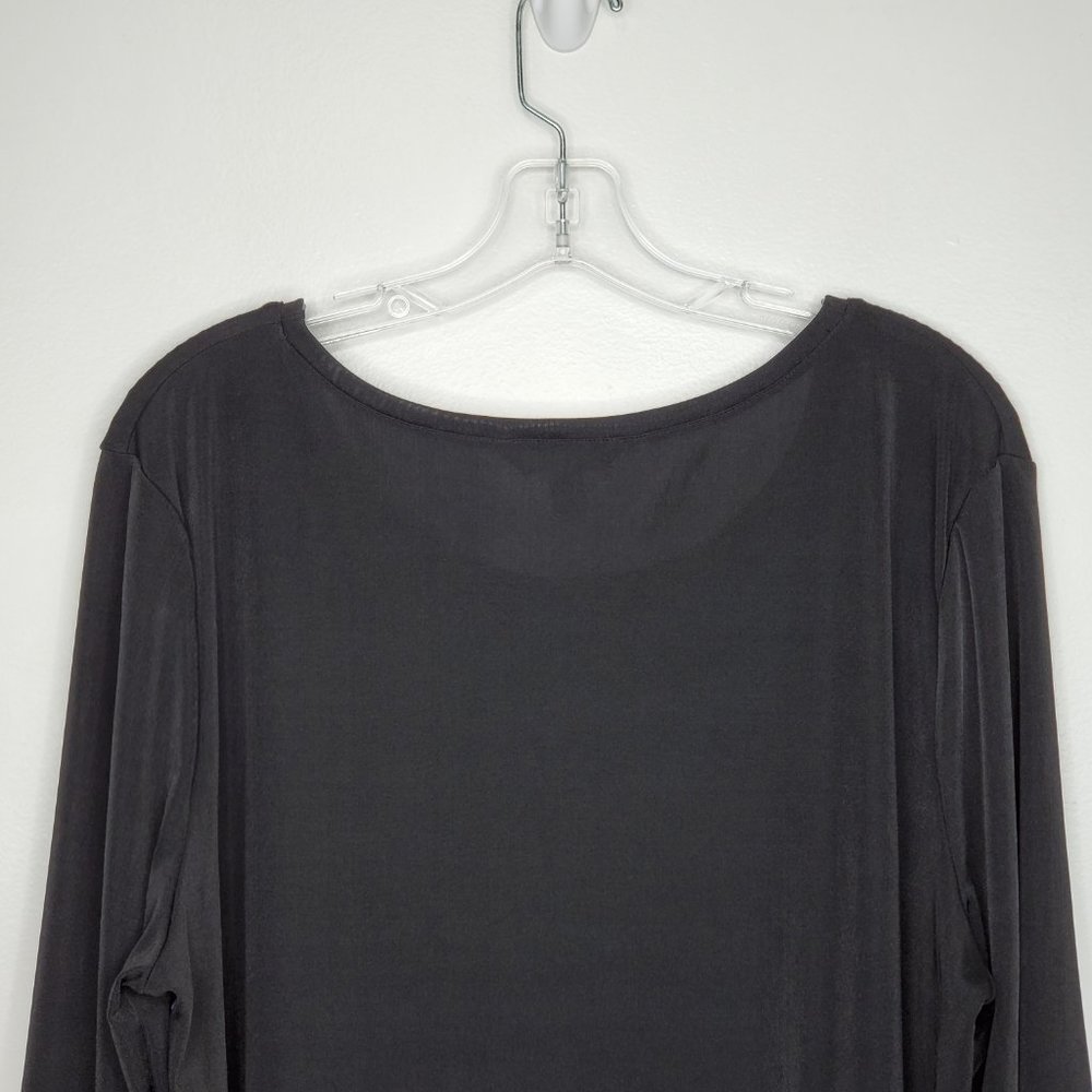 Laura Ashley Black Blue Purple Pullover Top With Eyelash Lace Trim, XL - Picture 6 of 11